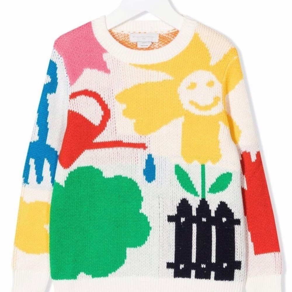 Stella McCartney Kids Multicolor Graphic Sweater Gardening cotton knit